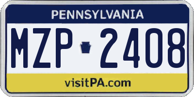 PA license plate MZP2408