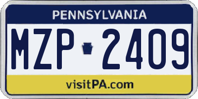 PA license plate MZP2409