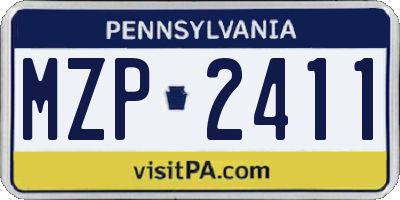 PA license plate MZP2411