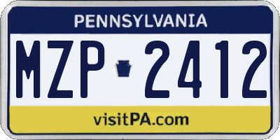 PA license plate MZP2412