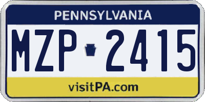 PA license plate MZP2415