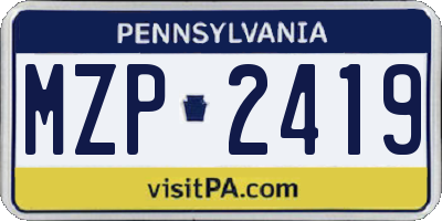PA license plate MZP2419