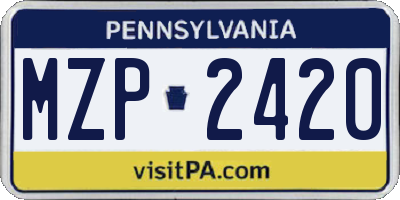 PA license plate MZP2420