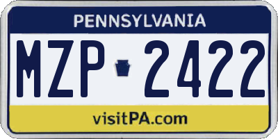 PA license plate MZP2422