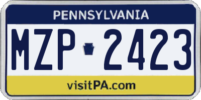 PA license plate MZP2423