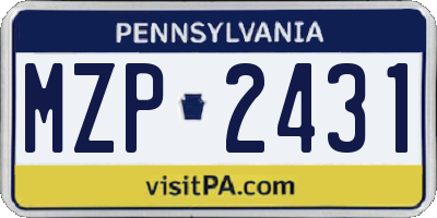 PA license plate MZP2431