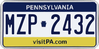 PA license plate MZP2432