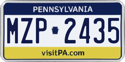 PA license plate MZP2435