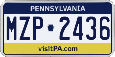 PA license plate MZP2436