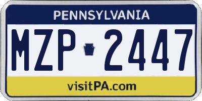 PA license plate MZP2447