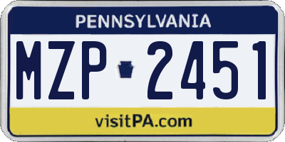 PA license plate MZP2451