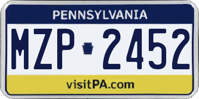 PA license plate MZP2452