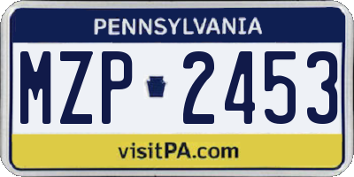 PA license plate MZP2453