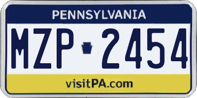 PA license plate MZP2454