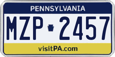 PA license plate MZP2457