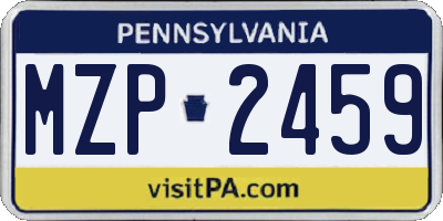 PA license plate MZP2459