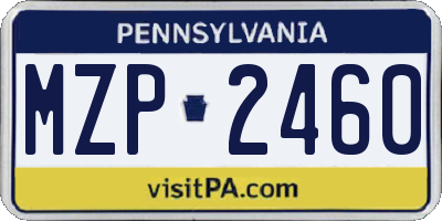 PA license plate MZP2460