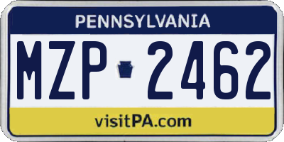 PA license plate MZP2462
