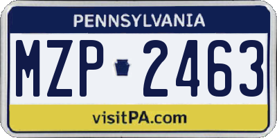 PA license plate MZP2463