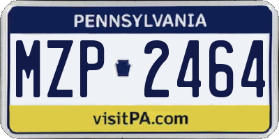 PA license plate MZP2464