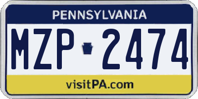 PA license plate MZP2474