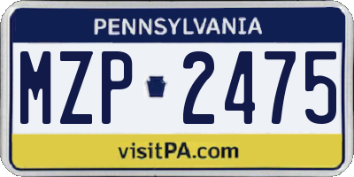 PA license plate MZP2475