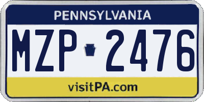 PA license plate MZP2476