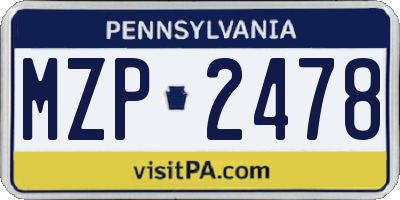 PA license plate MZP2478