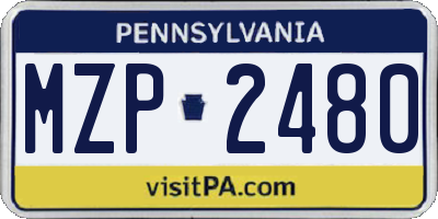 PA license plate MZP2480