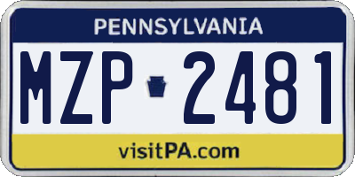 PA license plate MZP2481