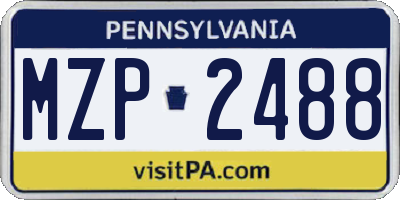 PA license plate MZP2488