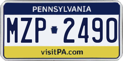 PA license plate MZP2490