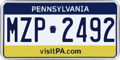 PA license plate MZP2492