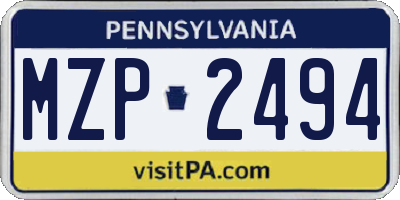 PA license plate MZP2494
