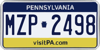 PA license plate MZP2498