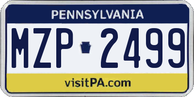 PA license plate MZP2499