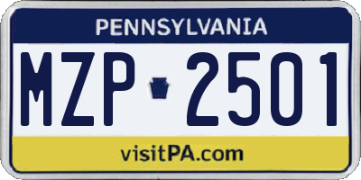 PA license plate MZP2501
