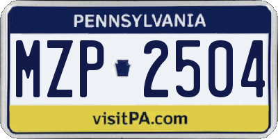 PA license plate MZP2504