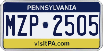 PA license plate MZP2505