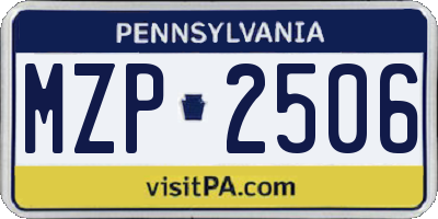 PA license plate MZP2506
