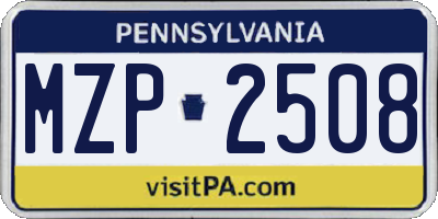 PA license plate MZP2508
