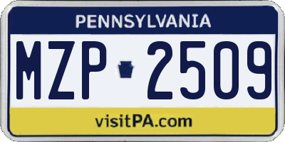 PA license plate MZP2509