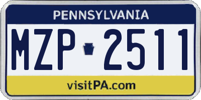 PA license plate MZP2511