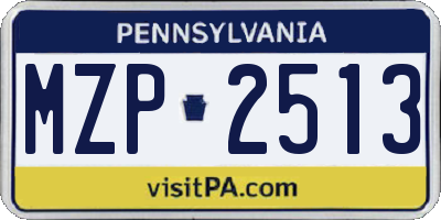 PA license plate MZP2513