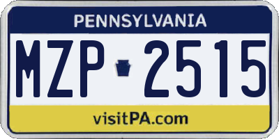 PA license plate MZP2515