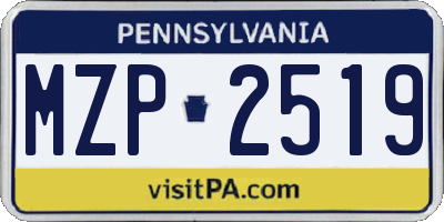 PA license plate MZP2519