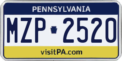 PA license plate MZP2520