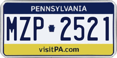 PA license plate MZP2521
