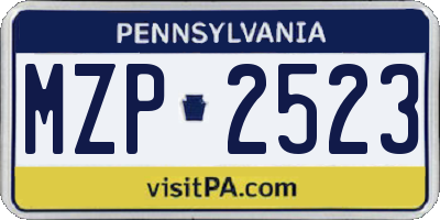 PA license plate MZP2523