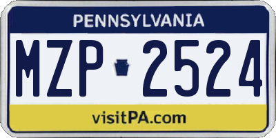 PA license plate MZP2524
